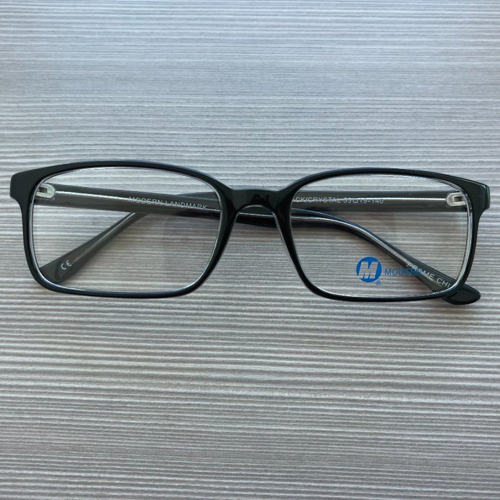 Modern Optical Landmark Frame- Black/Crystal